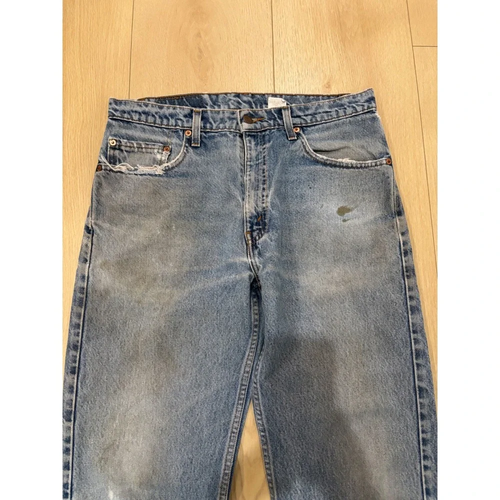 Levis 505 Regular Fit Straight Leg Jeans Mens‎ 33x30 Light Vintage Distressed